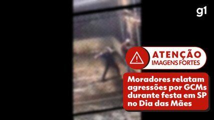 Moradores de Diadema relatam agressões de GCMs durante festa do Dia das Mães.; Reprodução: Globo