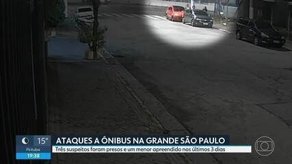 Três homens foram presos suspeitos de atacar ônibus na Grande São Paulo. Reprodução: Globo