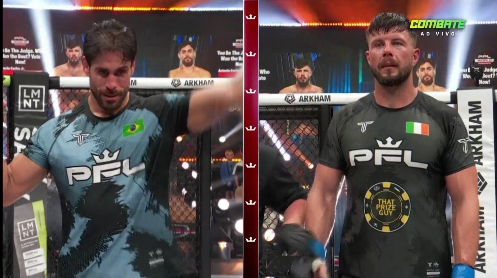 Lutadores brasileiros avançam para a semifinal após vitórias apertadas. Reprodução: Globo