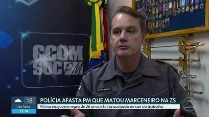 PM Fábio Almeida é investigado após atirar e matar por engano o marceneiro Guilherme, em São Paulo. Reprodução: Globo