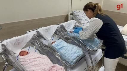 Enfermeira dá à luz trigêmeos após três anos tentando engravidar em Macaubal, SP. Legenda da imagem. Reprodução: g1