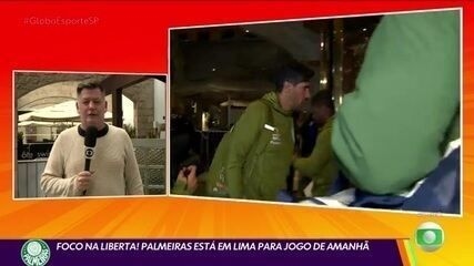Jogadores do Palmeiras treinam em Lima para a partida da Libertadores contra o Universitario. Reprodução: Globo