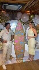 Italo Ferreira revela que será pai de um menino durante evento criativo com prancha de surf. Reprodução: Globo