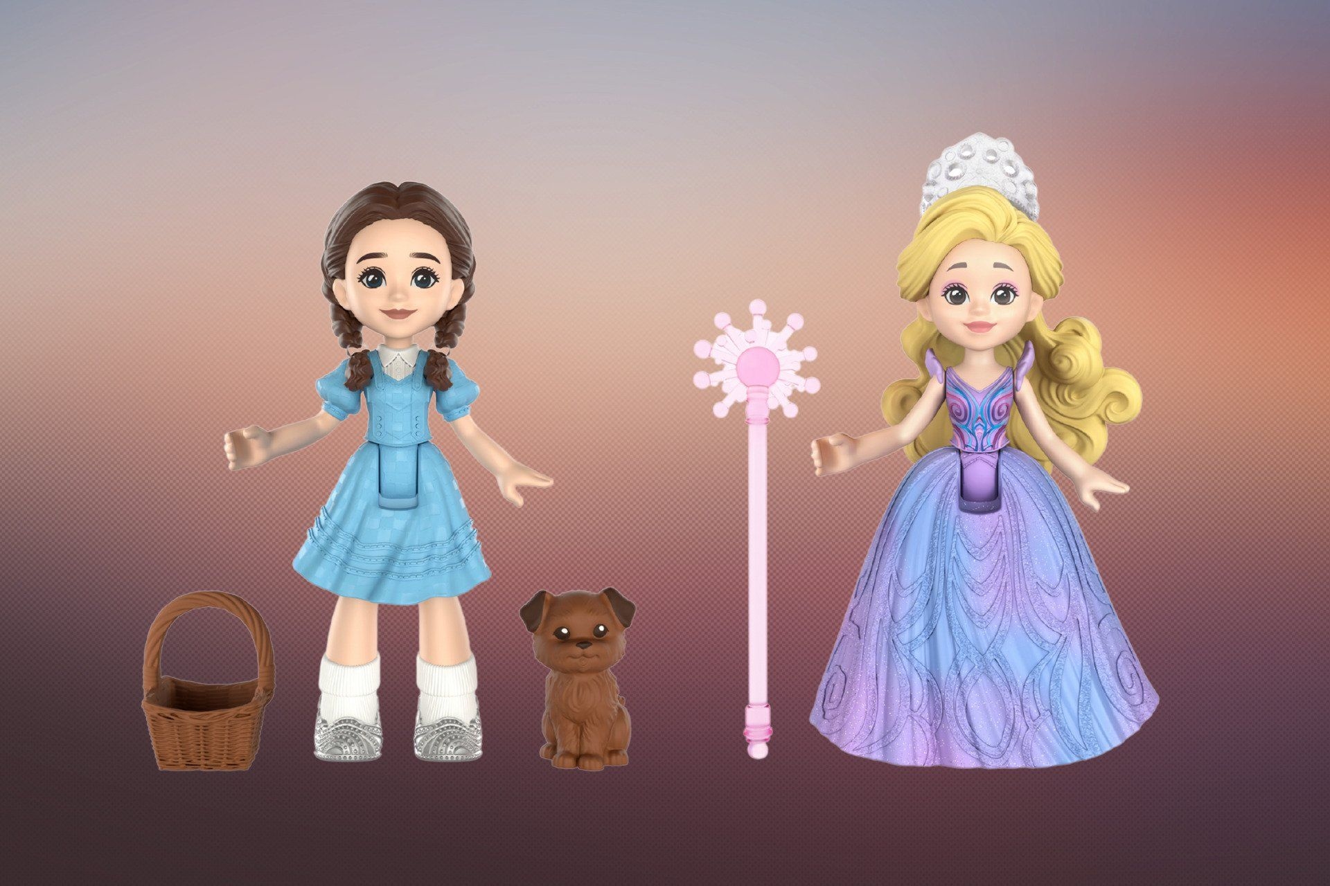 Dolls de Glinda e Elphaba destacam nova adaptação da segunda parte do musical 'For Good'. Reprodução: Gizmodo