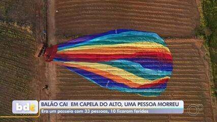 Casal de Sorocaba perde voo em balão que sofreu acidente em Capela do Alto. Reprodução: Globo