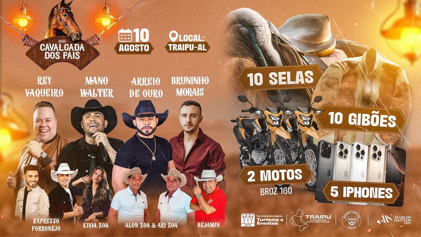 Cavaleiros e amazonas se preparam para a Cavalgada dos Pais 2025 em Traipu. Reprodução: Assessoria