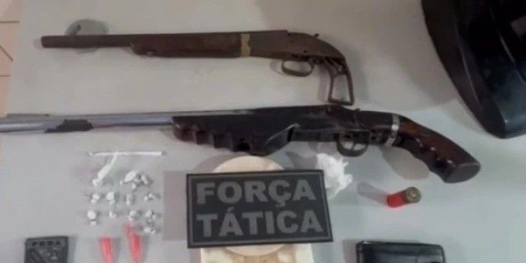 Suspeitos de tentativa de homicídio em Codó são presos com armas e moto roubada. Reprodução: Globo