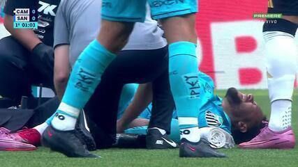 Neymar sente lesão aos 36 segundos, volta ao campo e critica o gramado sintético da Arena MRV. Reprodução: Retorno do item 11