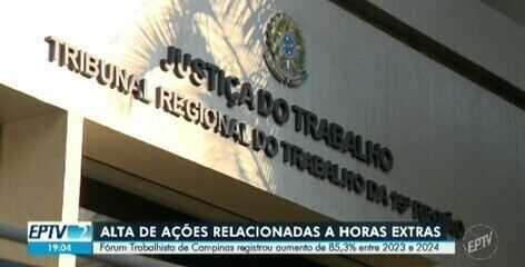 Sede do Tribunal Regional do Trabalho da 15ª Região em Campinas, foco de aumento em processos de horas extras. Reprodução: Globo