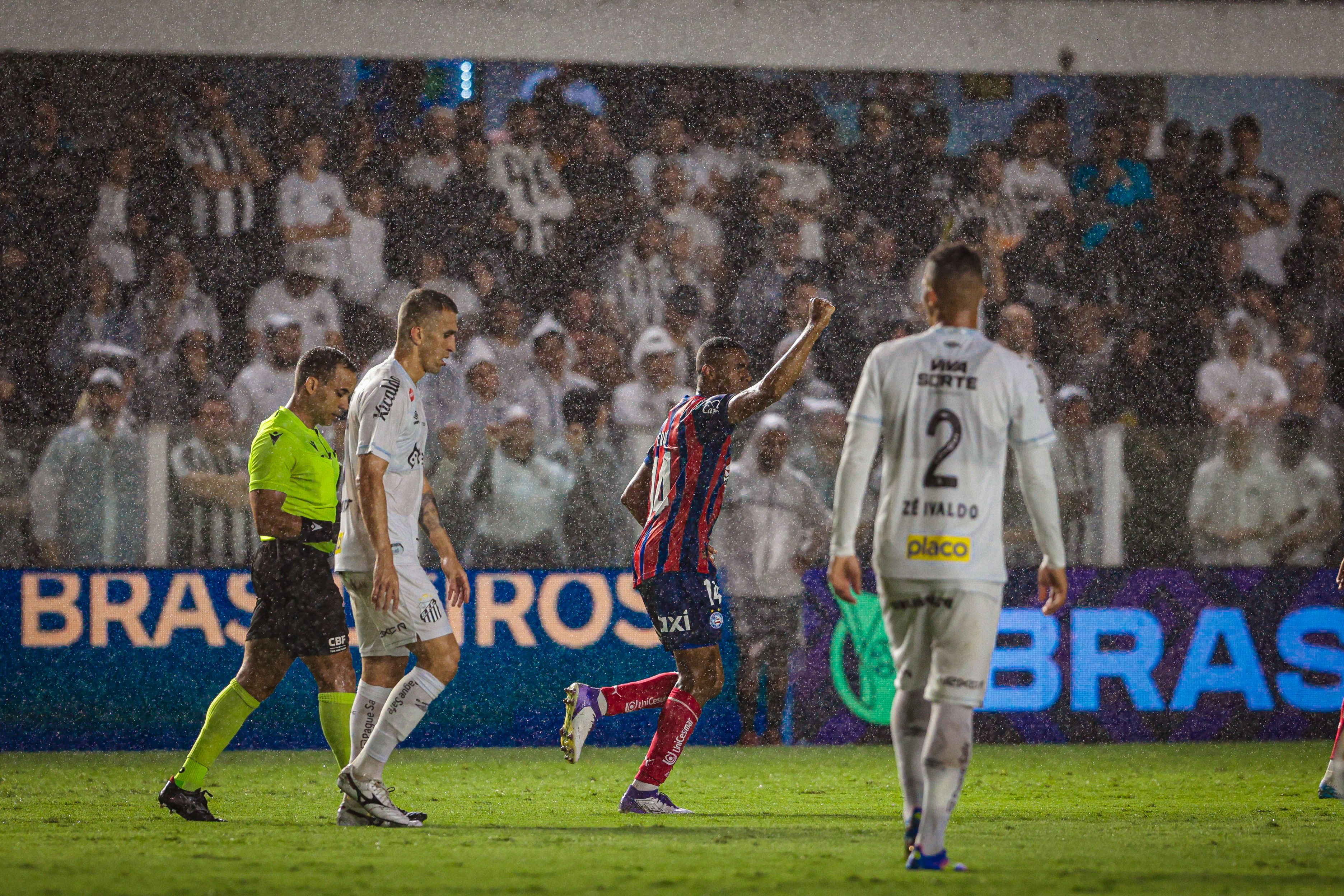 Santos e Bahia empatam em 2 a 2 na segunda rodada do Campeonato Brasileiro. Reprodução: Rodrigo Matuck