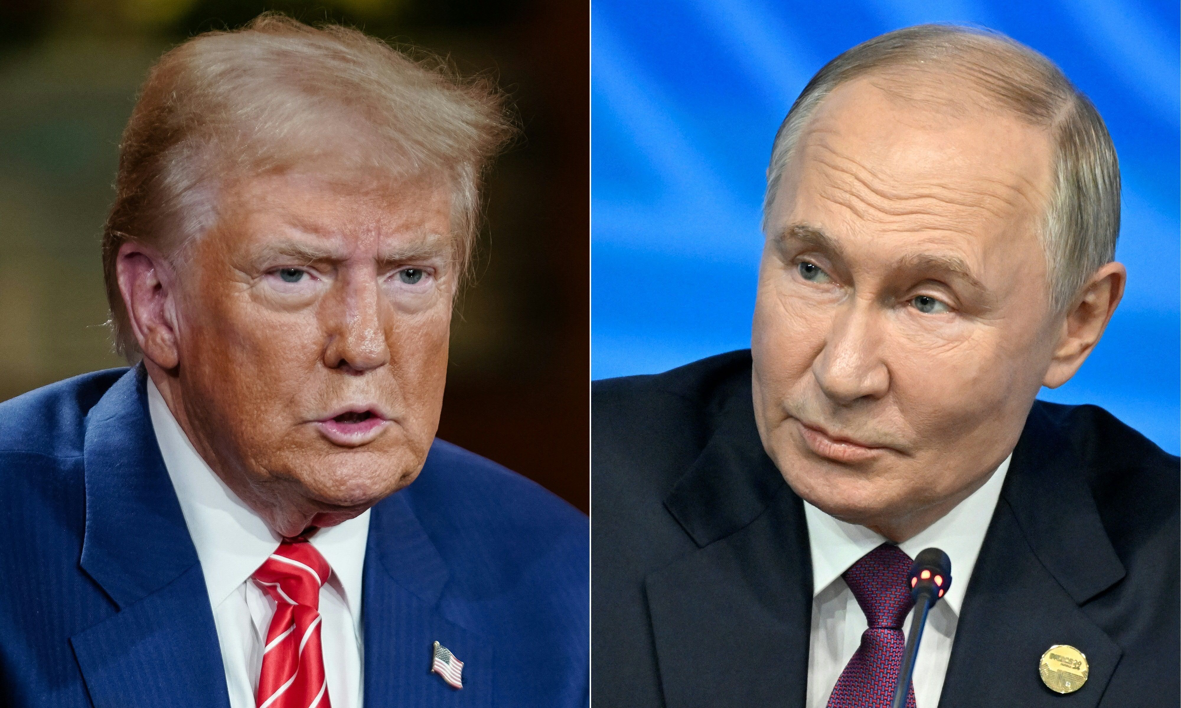 Putin e Trump conversam sobre a escalada no Oriente Médio e o conflito na Ucrânia.; Legenda da imagem. Reprodução: Globo