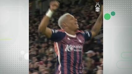 Danilo, ex-Palmeiras, é premiado pelo golaço do mês no Nottingham Forest. Reprodução: Globo