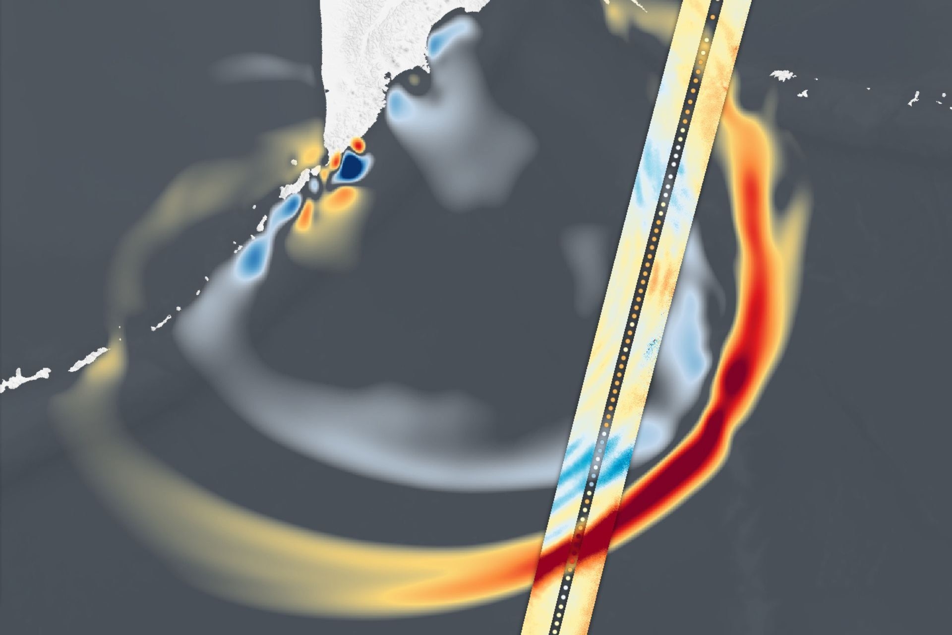 Satélite registra onda massiva do tsunami gerado por terremoto na Península de Kamchatka. Reprodução: Gizmodo