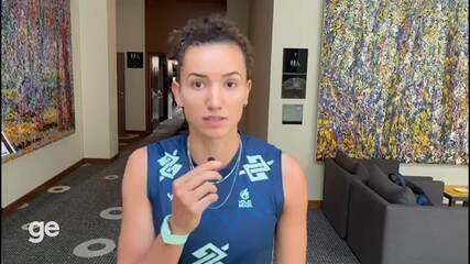 Gabi destaca a expectativa para o jogo decisivo contra a Alemanha na VNL. Reprodução: Globo
