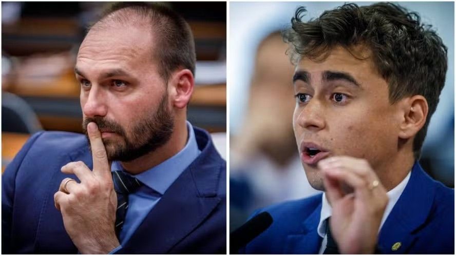 Nikolas Ferreira enfrenta críticas por sua atuação tímida nas redes sociais, segundo aliados de Bolsonaro. Legenda da imagem. Reprodução: Globo