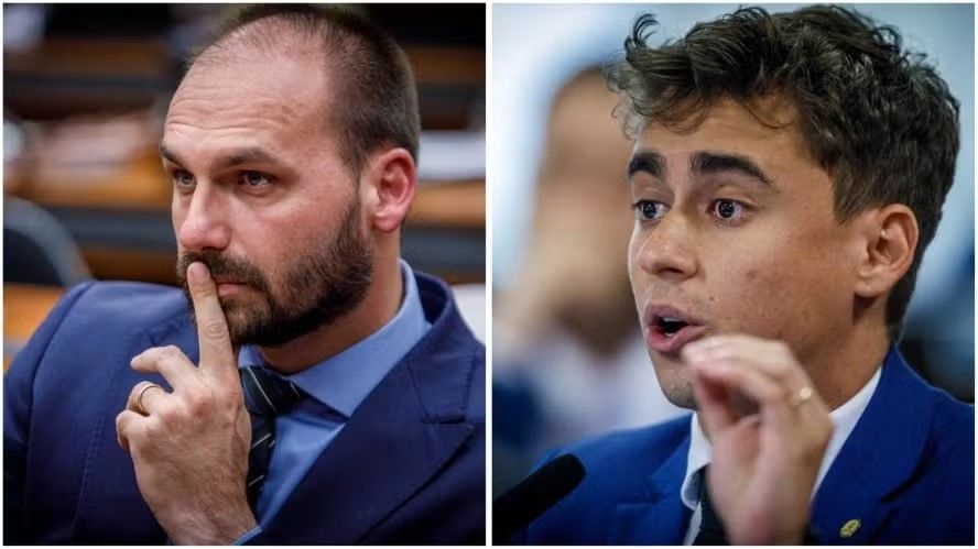 Nikolas Ferreira enfrenta críticas por sua atuação tímida nas redes sociais, segundo aliados de Bolsonaro. Legenda da imagem. Reprodução: Globo