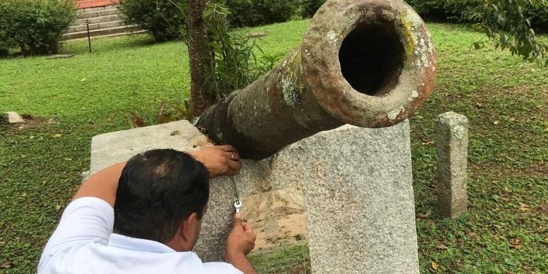 Canhão histórico do Forte São Mateus é repatriado para Cabo Frio após 72 anos. Reprodução: Globo