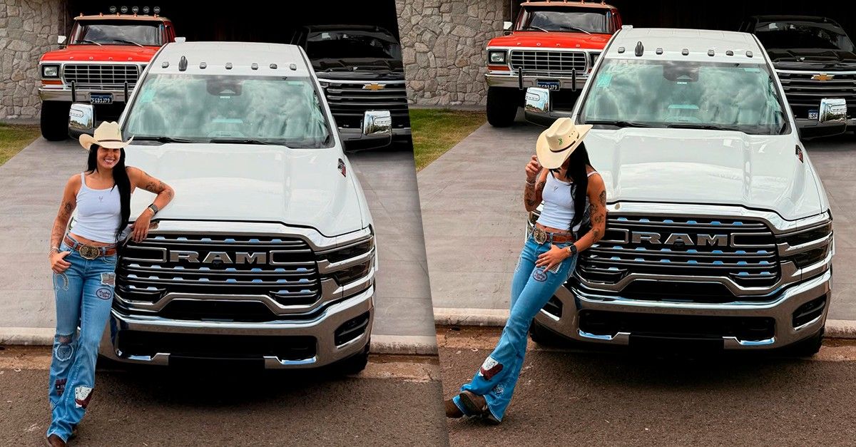 Ana Castela exibe a nova Dodge Ram, comprada por R$ 670 mil para a coleção.. Reprodução: Gshow