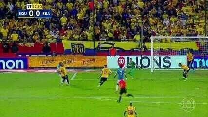 Carlo Ancelotti e a Seleção Brasileira empatam sem gols contra o Equador nas eliminatórias da Copa de 2026. Reprodução: Globo.