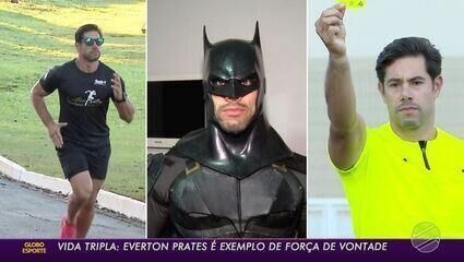 Everton Prates, árbitro e corredor, é exemplo de dedicação e ação social como Batman. Reprodução: Globo