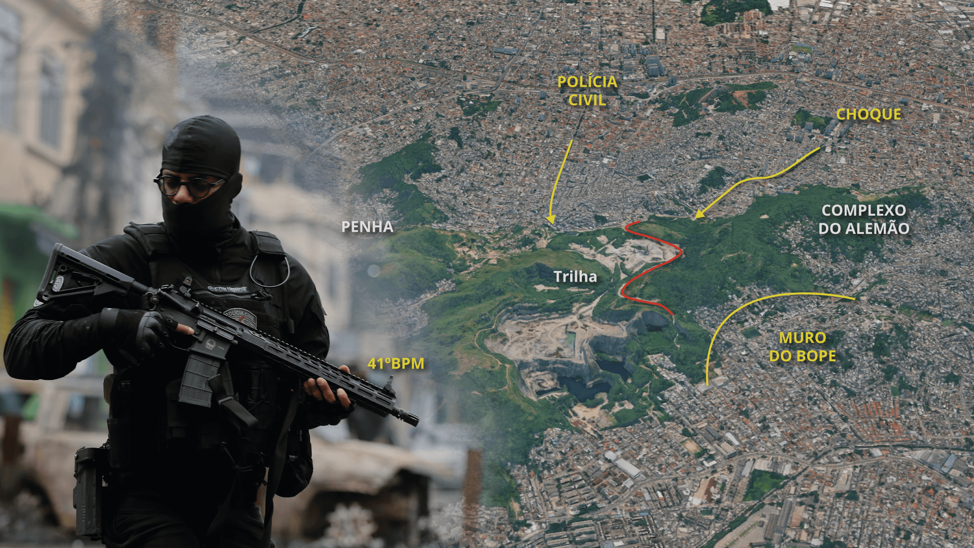 Mapa revela planejamento da ocupação nas favelas da Penha e do Alemão durante operação letal. Reprodução: Retorno do item 11