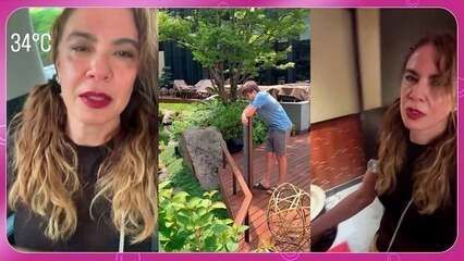 Luciana Gimenez posa com os filhos no Templo Tenryuji, em Kyoto; Reprodução: Globo