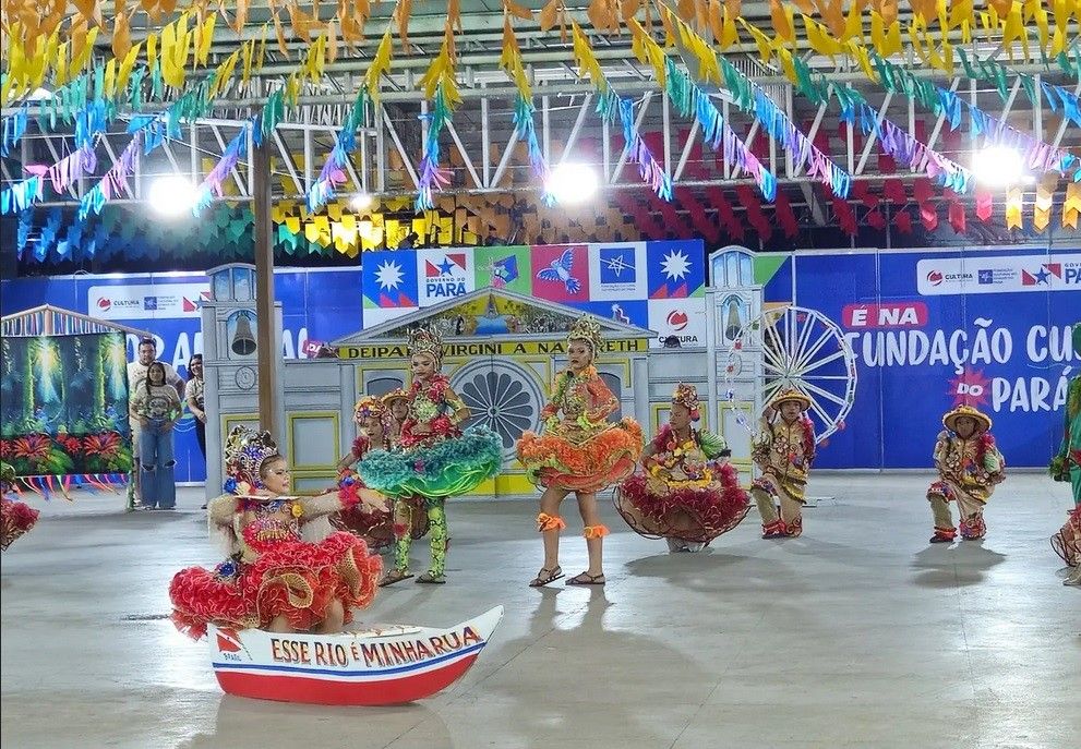Quadrilhas e folguedos animam o Concurso Estadual na Fundação Cultural do Pará. Reprodução: Globo