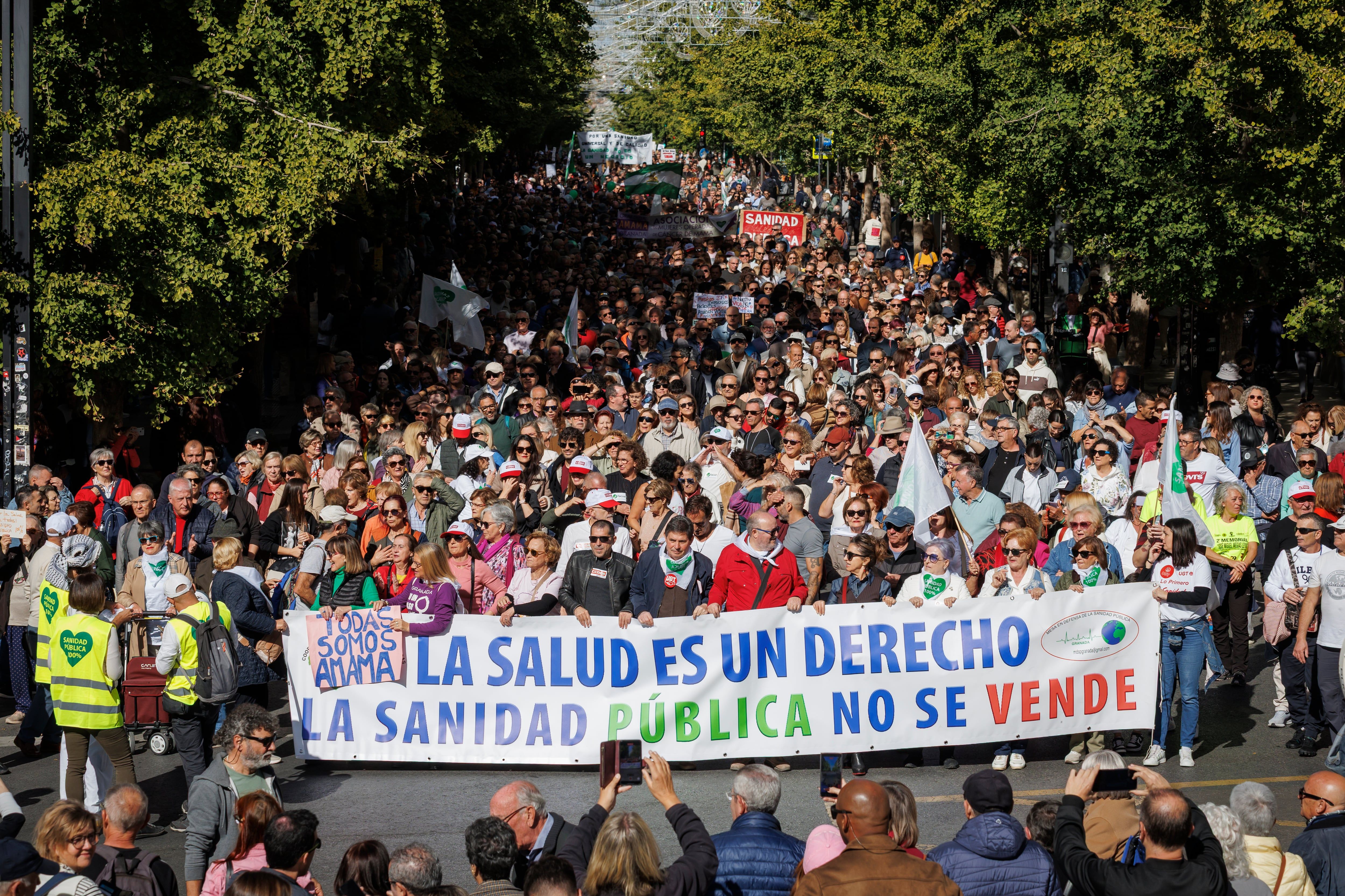 Manifestação pela Saúde Pública na Andaluzia, neste domingo, em Granada. Legenda da imagem. Reprodução: Retorno do item 11