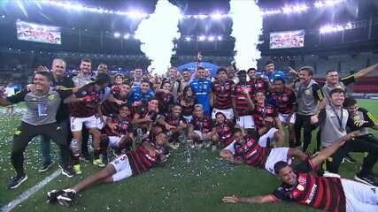 Flamengo conquista a Copa Intercontinental sub-20 ao vencer o Olympiacos.; Reprodução: Globo