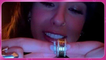 Ana Castela mostra diferença de tamanho de aliança com amiga, enquanto Léo Foguete faz indireta sobre Zé Felipe. Legenda da imagem. Reprodução: Retorno do item 11