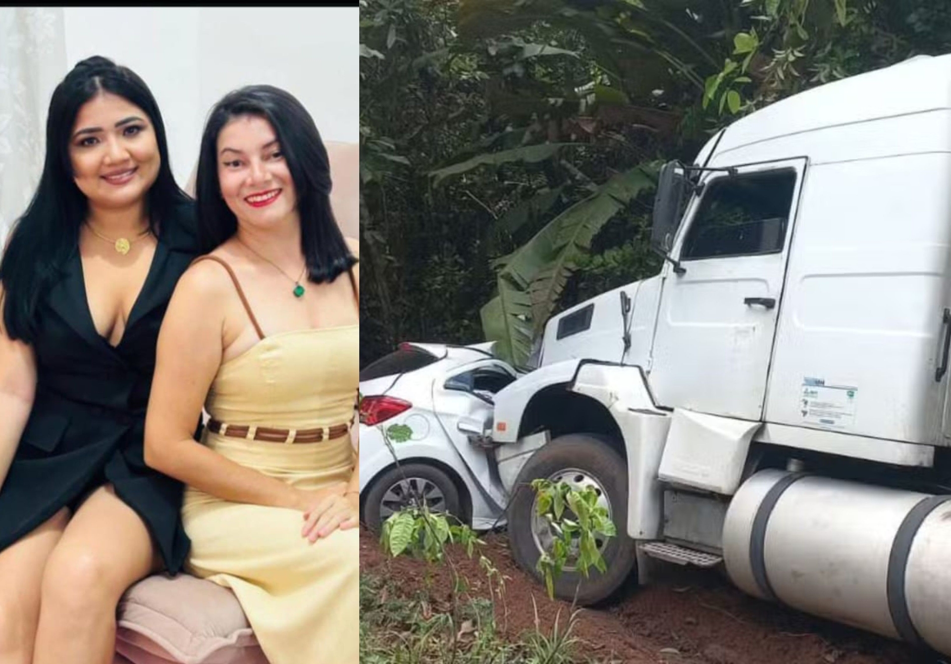 Érica e Ana, vítimas de acidente trágico na BR-174, morreram no local após colisão com carreta. Reprodução: Globo