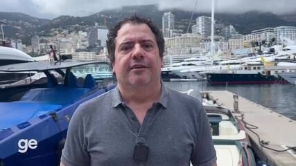 Hamilton se prepara para o GP de Mônaco após incidente em treino livre. Reprodução: Globo