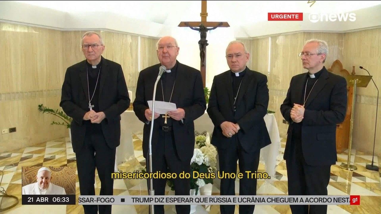 Pontífice falece em horário matutino, anuncia o Vaticano. Reprodução: Globo