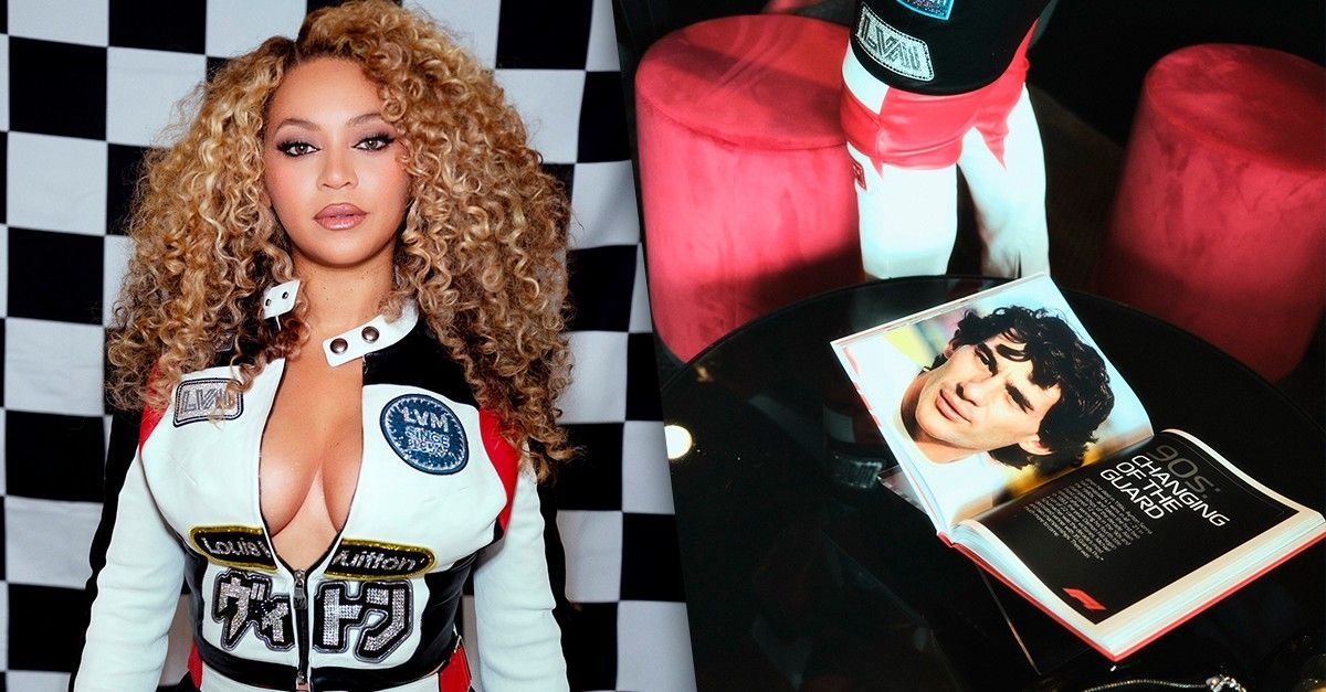 Beyoncé, Jay-Z e Travis Scott encontram Lewis Hamilton no GP de Las Vegas.. Reprodução: Globo.