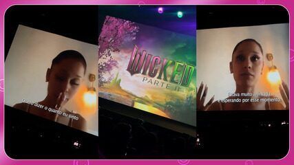 Ariana Grande manda recado para fãs brasileiros no evento Wicked: Part II. Reprodução: Retorno do item 11
