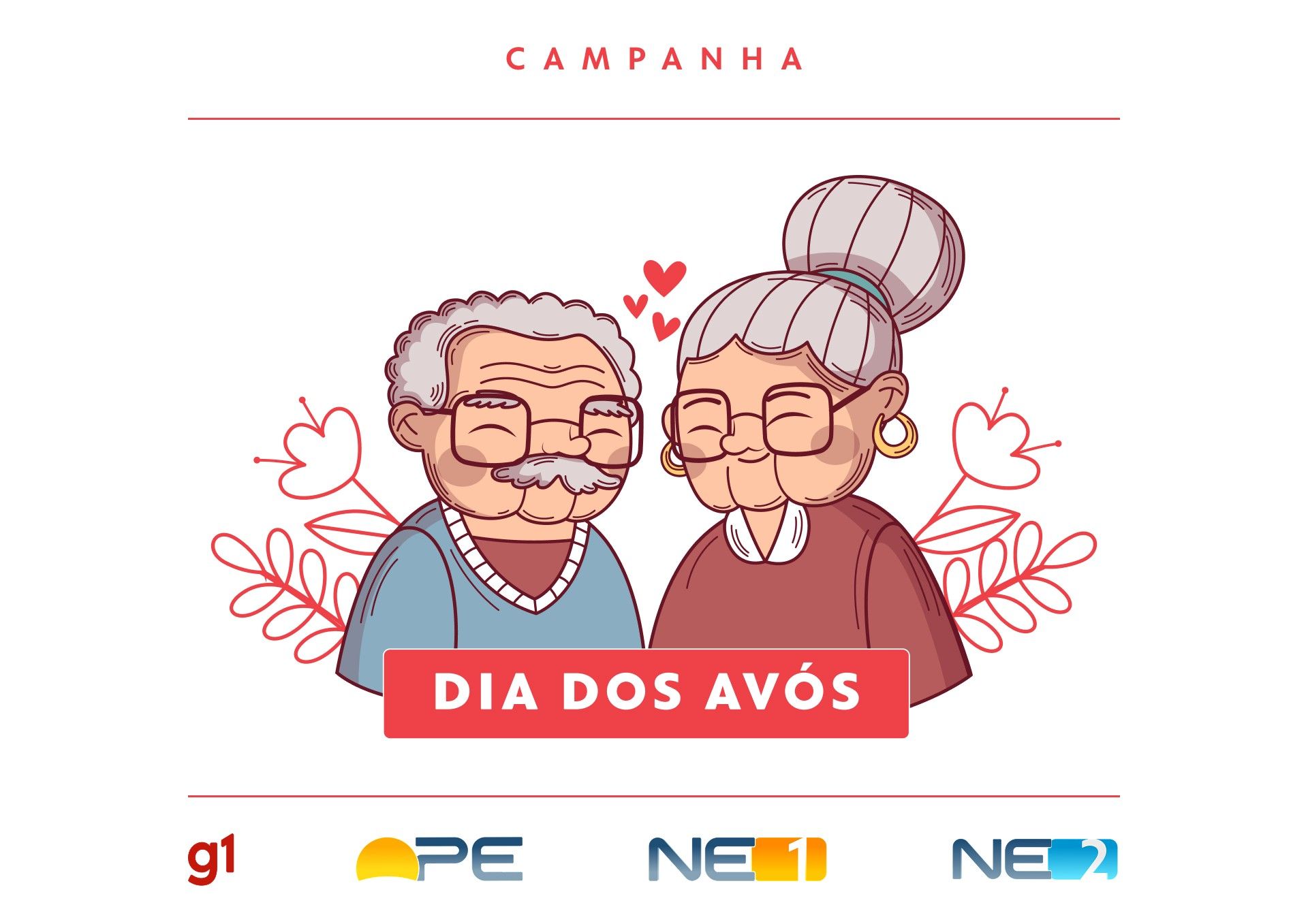 Imagens de netos homenageando seus avós na campanha do Dia dos Avós. Reprodução: Globo