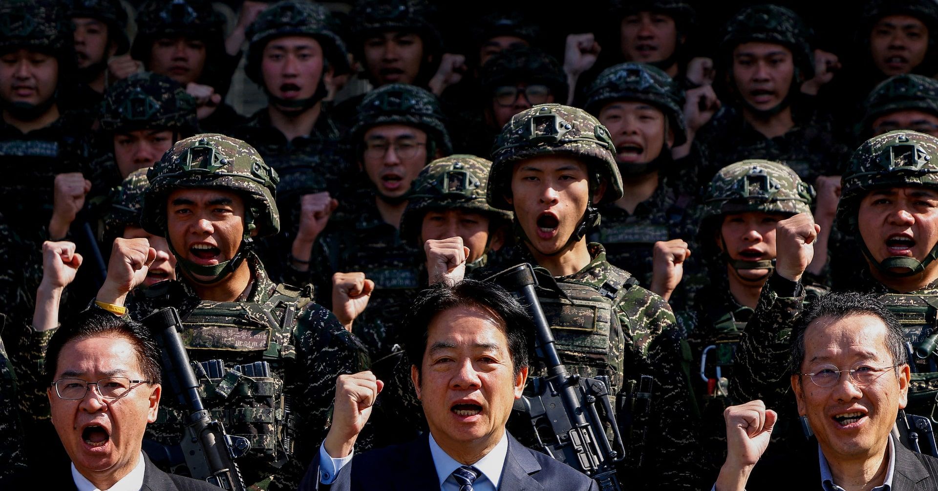 Presidente de Taiwan, Lai Ching-te, destaca o fim da II Guerra Mundial e a necessidade de combater a agressão. Reprodução: Reuters