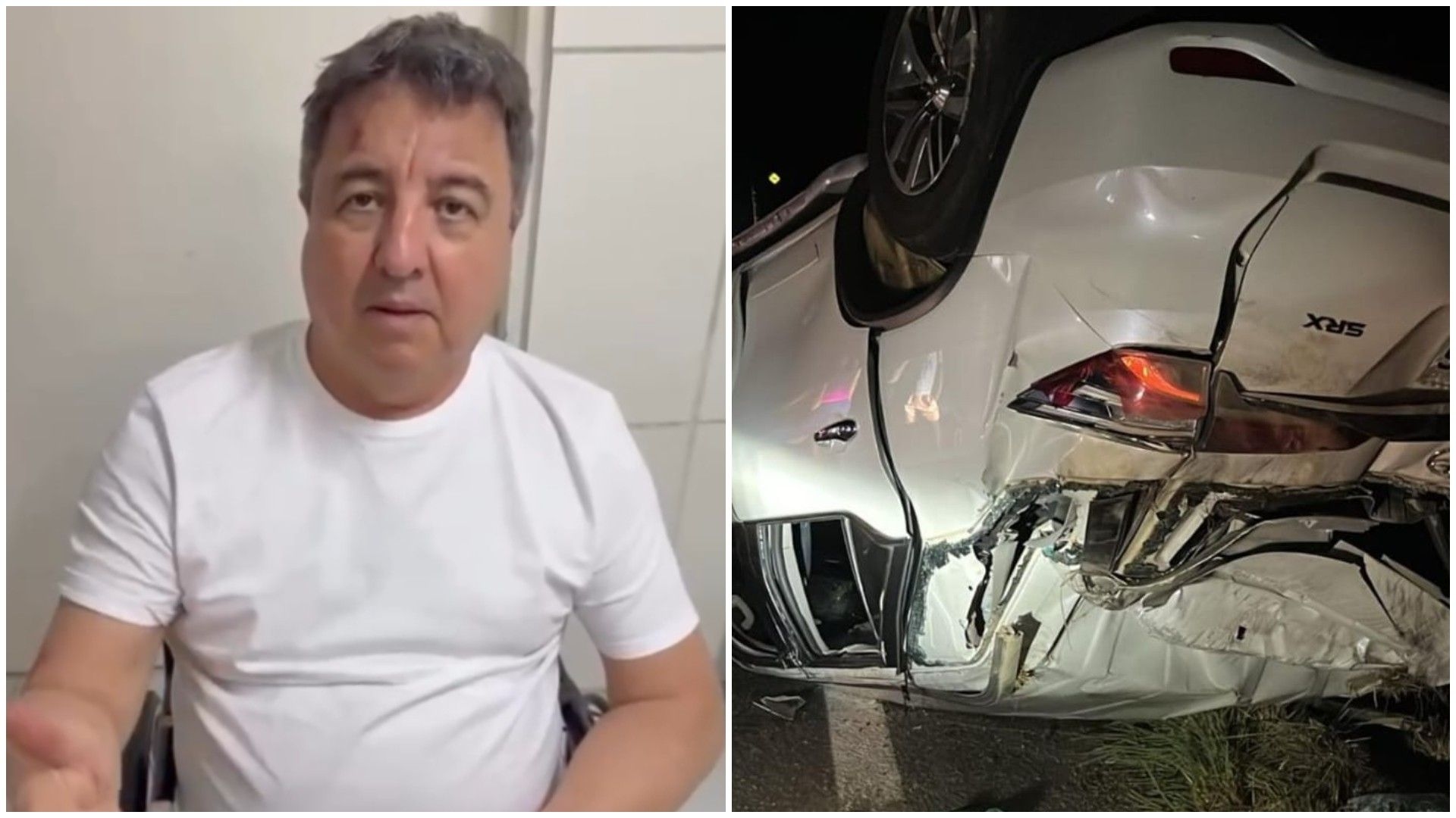 Deputado Danilo Forte e esposa sofrem acidente de carro no Ceará; carro capotou, todos ficaram bem. Reprodução: Retorno do item 11