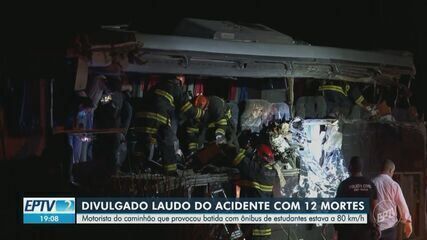 Caminhão colidiu com ônibus de estudantes, resultando em 12 mortes entre as vítimas. Reprodução: Globo