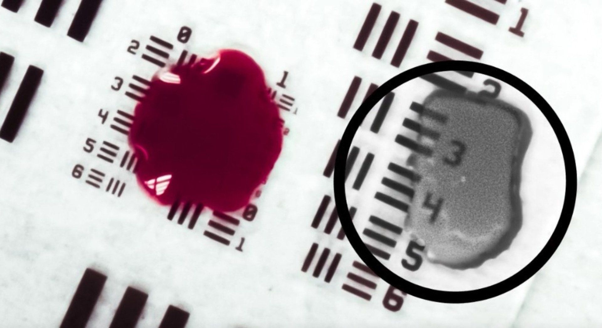 HemoLucence da Ocutrx Technologies visualiza digitalmente áreas cobertas por sangue humano. Reprodução: Gizmodo