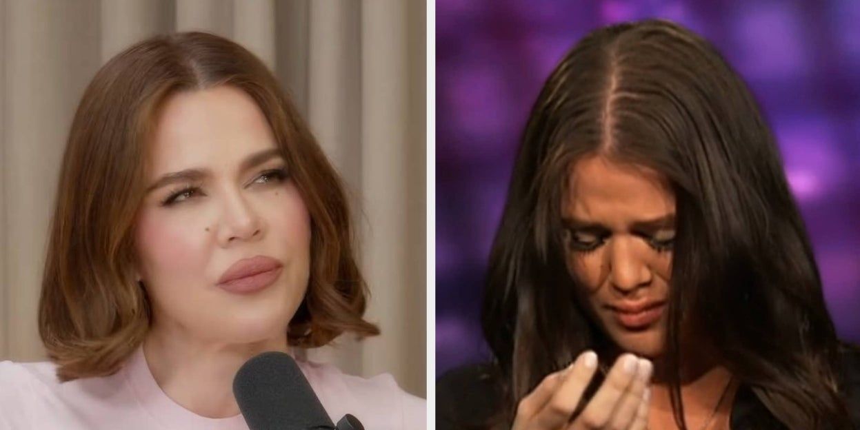Khloé chora e abandona o confessional ao falar sobre a morte do pai. Reprodução: BuzzFeed