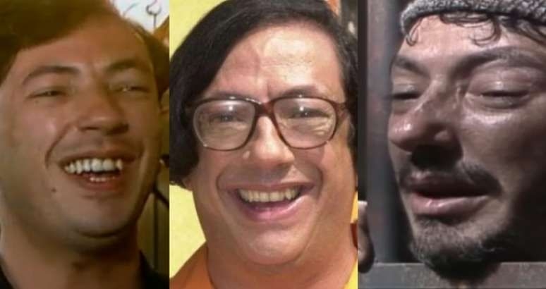 Marcos Oliveira em seus icônicos papéis na TV: cabeleireiro, pasteleiro e detento. Reprodução: Terra