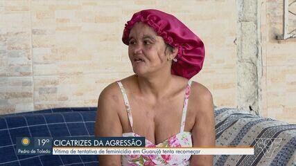 Márcia, 41 anos, busca recomeço após tentativa de feminicídio em Guarujá. Reprodução: g1