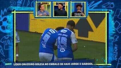 Gabigol e Kaio Jorge discutem entrosamento no Cruzeiro em debate esportivo. Reprodução: Globo