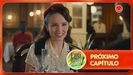 Celso surpreende Estela com flores e declaração romântica em Êta Mundo Melhor!. Reprodução: Globo