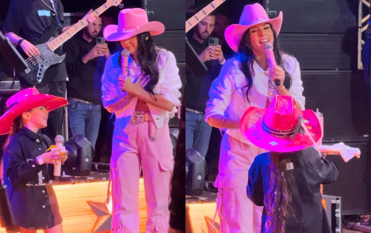 Helena Luz, a 'Miniboiadeira' de 8 anos, fã de Ana Castela em Bauru. Legenda da imagem. Reprodução: Retorno do item 11