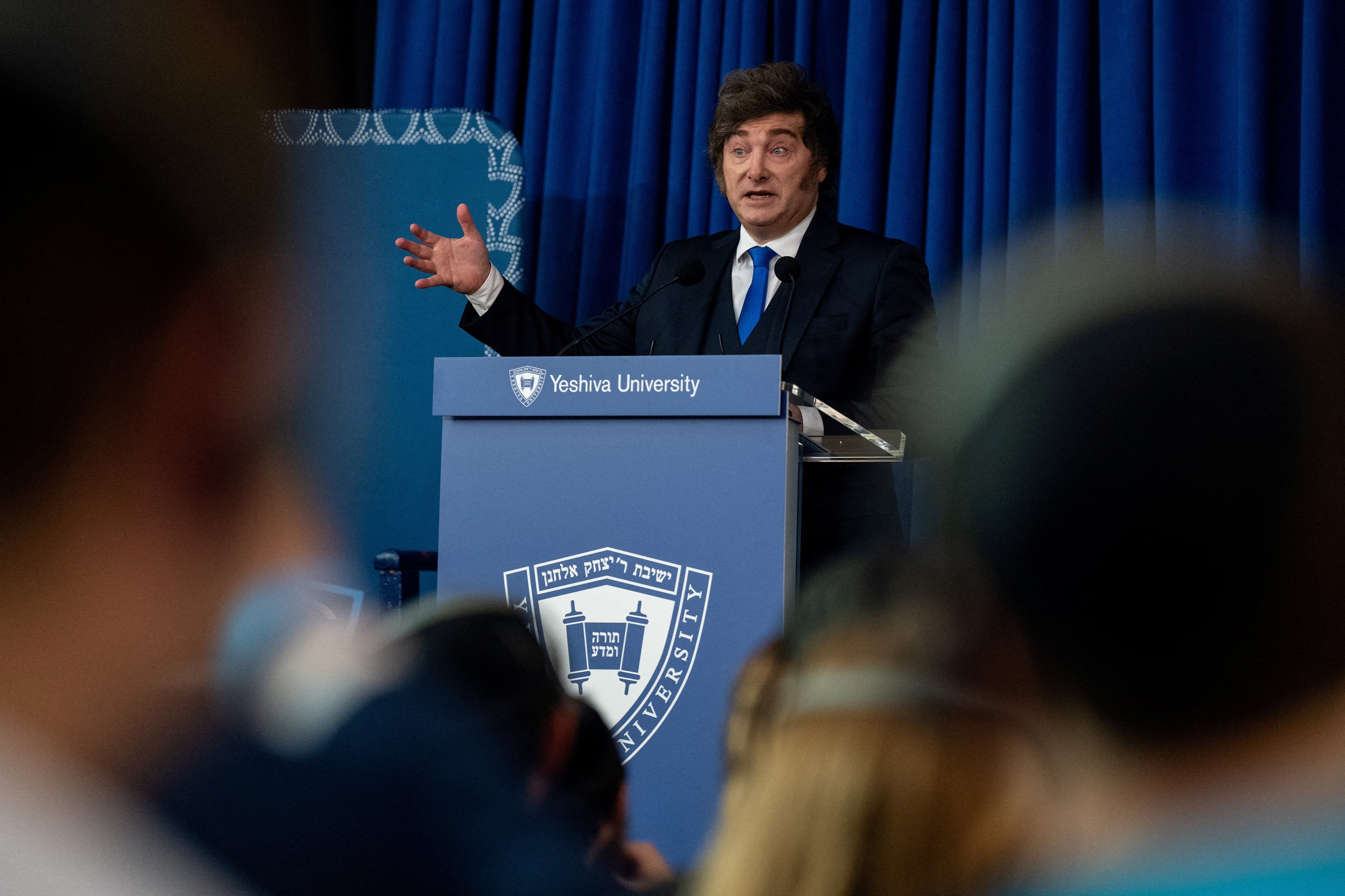 Milei em Nova York declara ser o presidente mais sionista do mundo.. Reprodução: Elpais