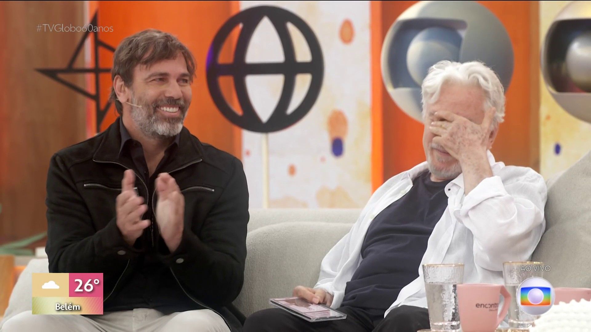 Atores celebram 60 anos da TV Globo no Encontro com Patrícia Poeta. Reprodução: Globo