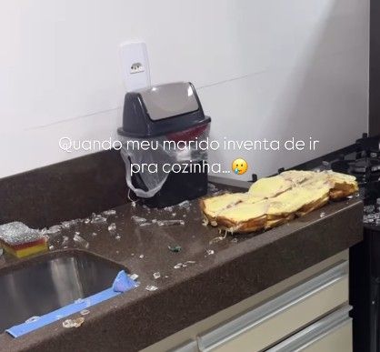 Influenciadora compartilha explosão de assadeira na cozinha devido ao choque térmico.; Reprodução: Globo