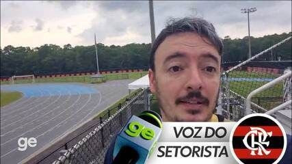 Arrascaeta e Luiz Araújo não participam do treino do Flamengo devido a cuidados físicos em dia de alerta de tempestade. Reprodução: Globo